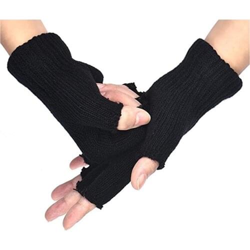 Men Women Fingerless Half Finger Warm Stretch Winter Gloves Christmas Present dropshipping