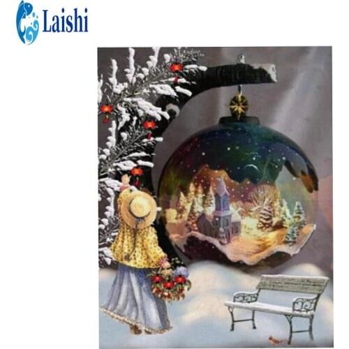 5D DIY Cartoon moon girl in the snow Full Round Drill Diamond Painting Cross Stitch Kit Embroidery Craft Rhinestones Mosaic Art