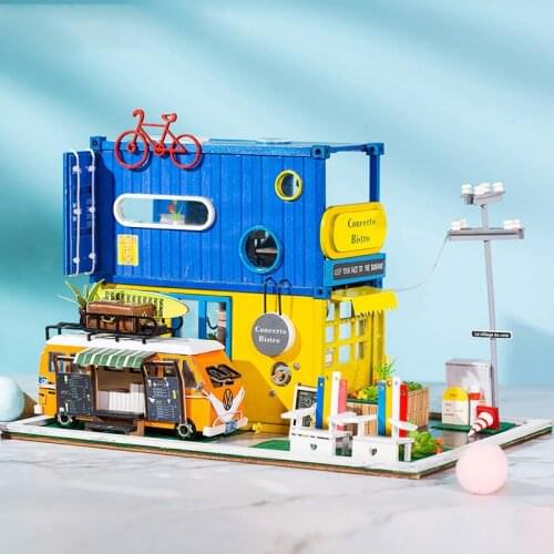 Container Miniature Dollhouse Kit Diy Doll House Furniture Miniatures Wooden House For Adults Christmas Gifts Toys For Children