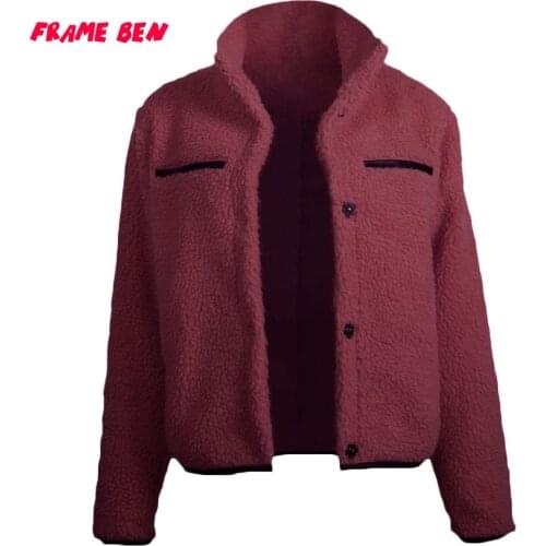 FRAME BEN 2019 Winter New Women Fleece Jacket Coat Ladies Outwear Thick Warm Pocket Single-breasted Coat Plus Size