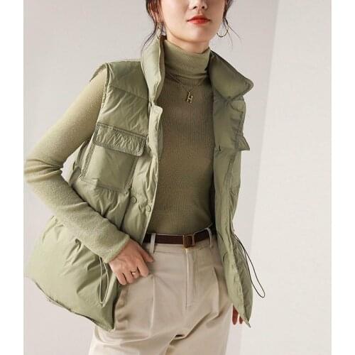 2021 Autumn And Winter Womens Down Vest Jacket Solid Color Slim Womens Down Vest Jacket Simple And Versatile Womens Jacket