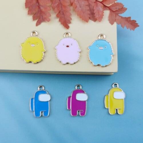 10pcs/lot Cute Enamel Cartoons Chick Spaceman Charms Color Metal Pendants Fit Jewelry Earring Bracelet DIY Finding