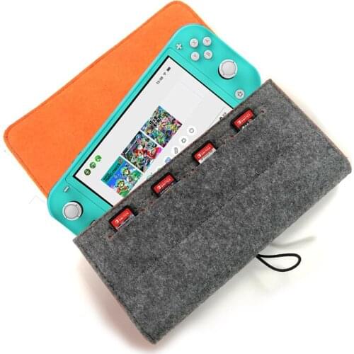 Portable Protective Blanket Cloth Grey Carrying Game Case Storage Bag+4 Game Card Slot Holder for Nintend Switch LIte Console