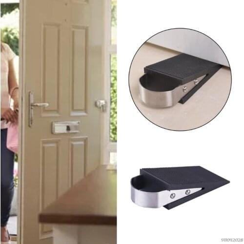 Rubber Door Stopper Decorative 1Pack Heavy Duty Rubber Door Stop Wedge Rubber &Stainless Steel Works On A Floor Types wholesales