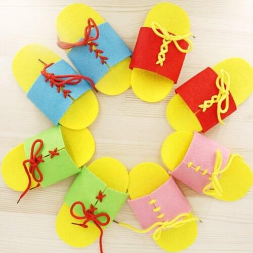 5 Pair/Lot Train Children Teaching Material Homemade Shoelace Slippers 2mm Thick Threading Teaching Material DIY Double Slippers