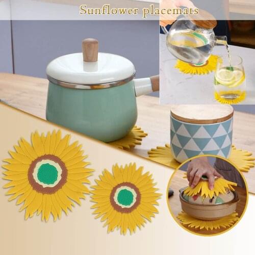Sunflower Silicone Trivets Pot Mat Sunflower Pan Pot Holders Heat Resistant Non Slip Dish For Kitchen Diningtable Countertop