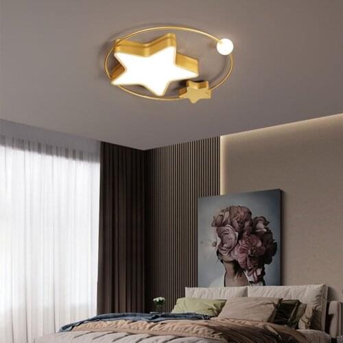 Modern Gold LED Star Ceiling Lights for Bedroom Living Dining Study Kid Room Kitchen Corridor Nursery Home Indoor Decoration