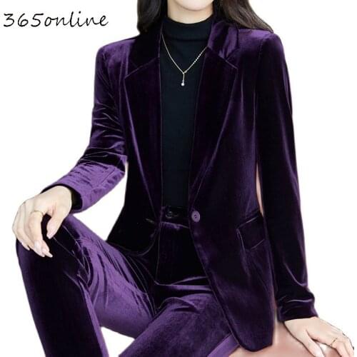 SOWXWV Women's Velvet Trouser Suits