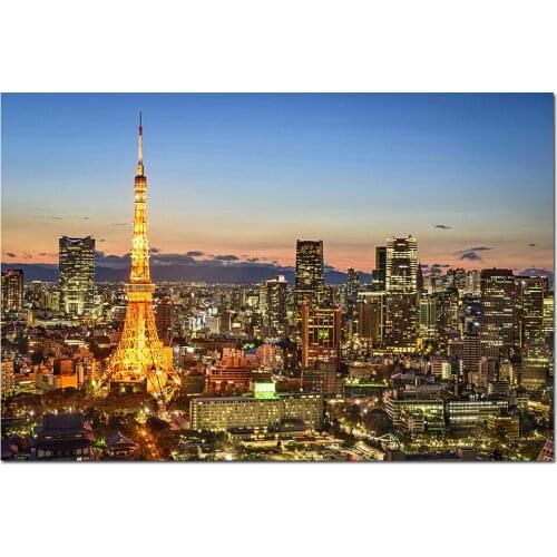 Tokyo Japan Cityscape Wallpaper Wall Art Posters Canvas Cloth Fabric Print Painting for Home Decor Picture