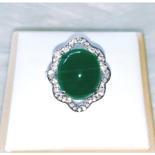 Vintage Natural Chalcedony Ring Elegant Temperament Lady Ring Send Mom Birthday Gift