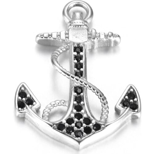 Stainless Steel Anchor Pendant Polished Charms 1.5mm Hole DIY Neckalce Pendants Hook Accessories Jewelry Making Supplies