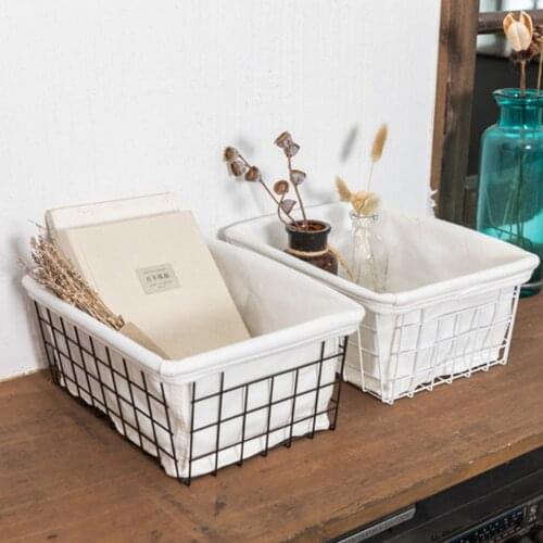 Iron Rack with Cloth Food Storage Box Book Storage Basket Holder For Bathroom Kitchen Cabinets Laundry Room Closets Garage
