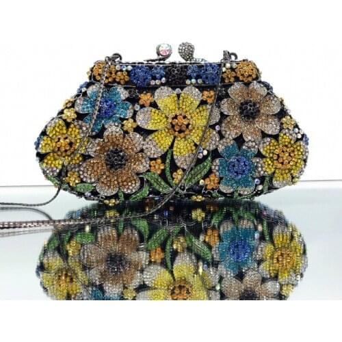 Women wedding crystal diamond evening bags luxury day clutch beaded party clutch purse and handbags mini shoulder bag with chain