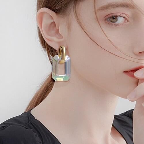 New Korean Acrylic Statement Hanging Drop Earrings For Women Fashion Vintage Geometric Dangle Earring 2021 Summer Female Jewelry