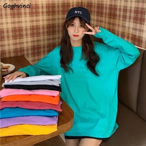 Long Sleeve T-shirts Women Breathable Soft Thin Tees Womens Loose Leisure All-match Daily Chic Tops Harajuku Solid Clothing Ins