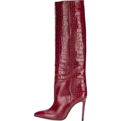 2021 New Autumn Winter Warm Boots Sexy High Heels Shoes Woman Pointed Toe Newest Black Blue Beige Knee High Boots Big Size 34-43