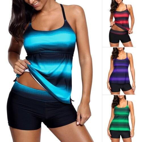 Womens Swimming Suit Women Plus Size Gradient Tankini Swimjupmsuit Swimsuit Beachwear Padded Swimwear Monokini Padded Bikini