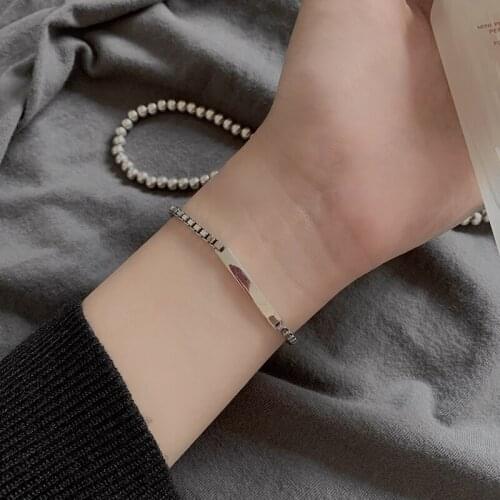 Rectangular Fashion Luxury Adjustable 925 Sterling Silver Cuban Link Bracelet For Women Romantic Jewelry Korean Dainty