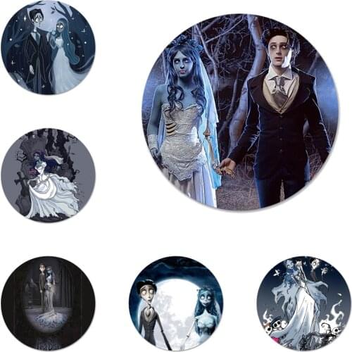 58mm Tim Burtons Corpse Bride Icons Pins Badge Decoration Brooches Metal Badges For Clothes Backpack Decoration
