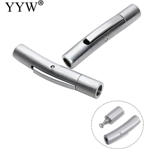 1pc stainless steel bayonet clasp tube 2/4/5/6/8/12mm contector for round leather cord bracelet Snap lock end caps jewelry diy