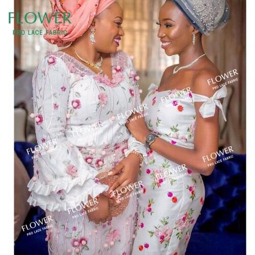 2020Fashion Design African Net Lace Fabric With Cototn Ball India Women Evening Dresses Sewing Laces High Quality Mesh Tulle