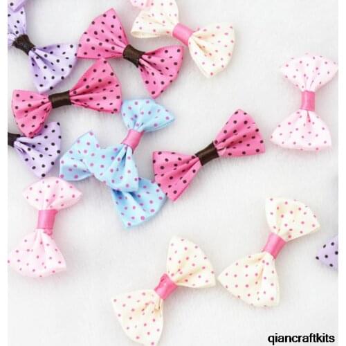 220pcs mixed colors Satin Polka Dot Bow clippie girls hair accessory Satin Bows fabric 48mm DIY Jewelry hair accessory 2"