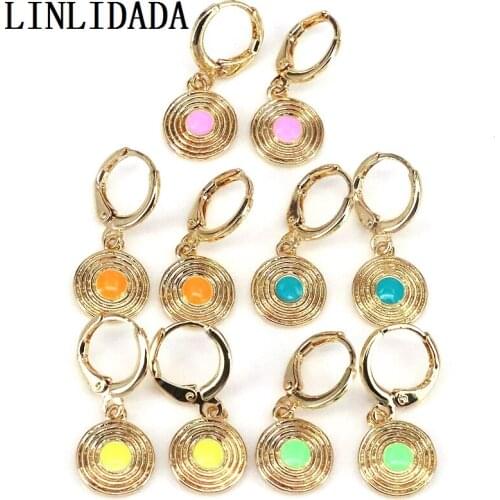 5Pairs 2021 New Fashion Multicolor Round Shape Drop Earrings Summer Beach For Women Jewelry