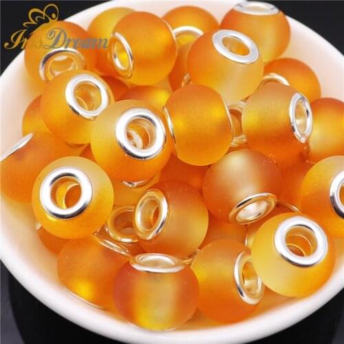 50Pcs Round Matte Surface Spacer Charm Glass Beads Fit Pandora Bracelet DIY Chain Necklace European Bead for Jewelry Making