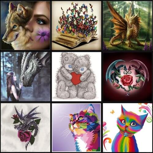 5d Diamond Painting Diy Cartoon Animal Imitation Diamond Cross Stitch Kit Round Rhinestone Home Decoration Accessory Set Gift