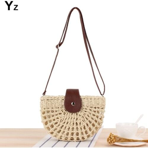 Aaby 2021 New Summer Rattan Bags Women Saddle Straw Shoulder Bag Handmade Crossbody Bag Lady Handbags Woven Clutch