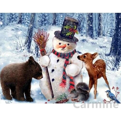 Winter Landscape Diamond Painting 5D DIY Snowman Bear Squirrel Deer Picture Cross Stitch Full Round&square Drill Home Decoration