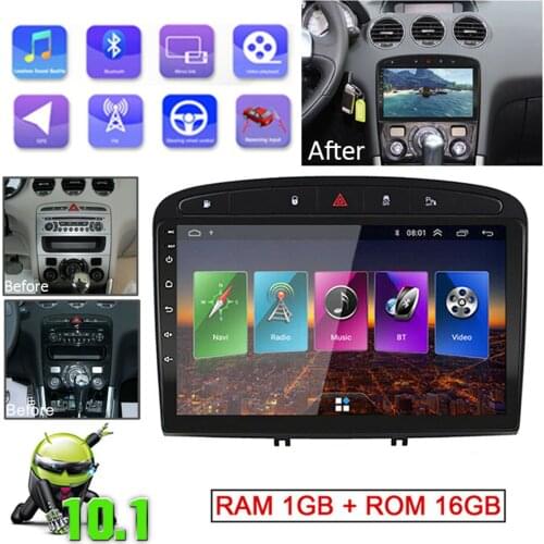 Android 10.1 Car Multimedia Player Car Stereo Radio DVD Player GPS Navigation Head Unit WIFI For Peugeot 308 408 2010-2016 2 Din