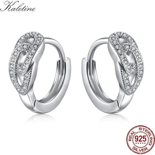 KALETINE Infinite Hoop Earrings For Women Accessories 925 Sterling Silver Huggie AAA CZ Small Korean Fashion Jewelry ESCH8073