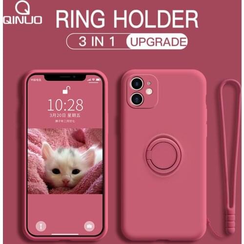 3 IN 1 Liquid Silicone Magnetic Holder Phone Case For iPhone 11 Pro XS Max XR XS X 8 7 6s 6 Plus SE 2020 Finger Ring Stand Cover