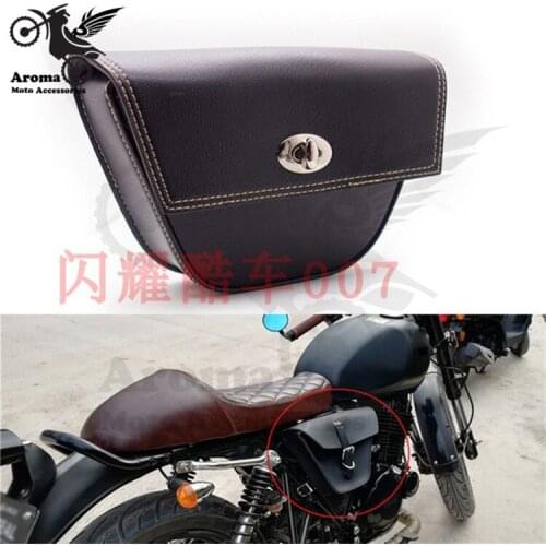 Mini black leather scooter luggage pouch parts motorbike side bag motorcycle saddle bag for harley prince cruise moto saddlebag