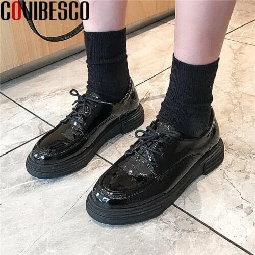 COVIBESCO Top Quality Platform Handmade Shoes For Women Genuine Leather Cross Tied Shoes 2021 Autumn Party Basic Shoes Woman