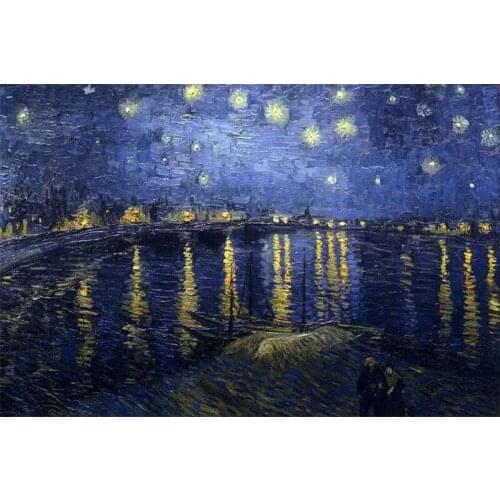 DIY Digital Painting By Numbers river starry sky oil painting mural Kits Coloring Wall Art Picture Gift frameless