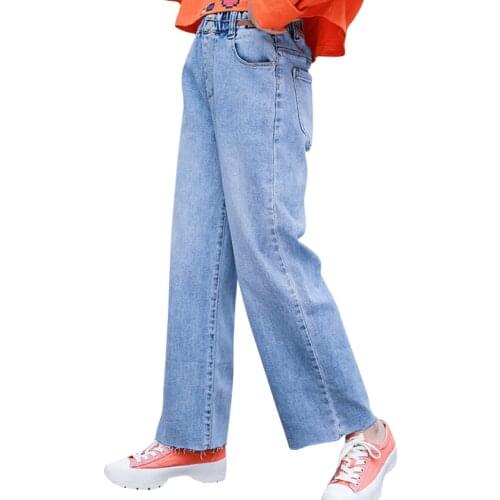 Jeans For Girl Hole Girl Jeans Solid Color Jeans For Children Casual Style Childrens Clothes Spring Autumn