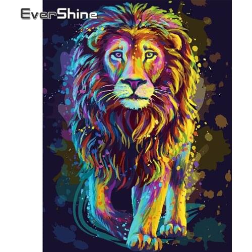 EverShine 5D DIY Diamond Painting Lion Diamond Embroidery Full Drill Square Animal Mosaic Rhinestones Picture Wall Art