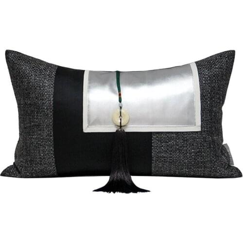 European Black Sliver Patchwork Cushion Covers 30x50cm Home Decorative Waist Pillow Case For Sofa Car Living Room Decor