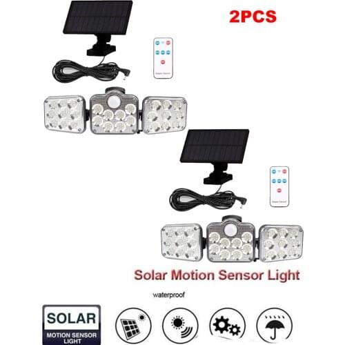 2pcs 138 led seperable remote PIR Motion Sensor Sunlight Solar Energy Street light Yard Path Home Garden Solar Powered lamp Wall