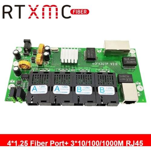Gigabit Ethernet Switch Ethernet Fiber 4 Port 1.25G Fiber & 3 Port 101/100/1000M UPT Gigabit Fiber Switch PCBA Motherboard
