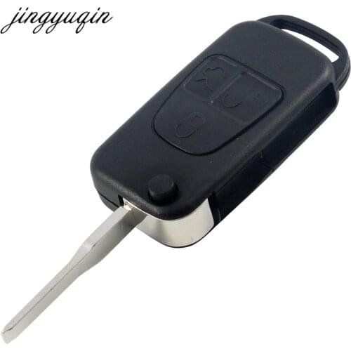 Jingyuqin Flip Folding Remote Key Shell HU64 Blade for MERCEDES BENZ ML SL S C 3 Button Switchblade Car Fob Case No Logo