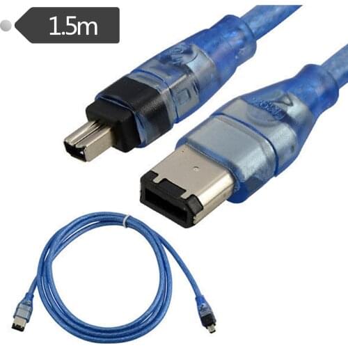 ERE FireWire 400 Cable Cord Adapter Clear IEEE 1394 Cord/iLink 6 Pin to 4 Pin Male to Male DV Cable