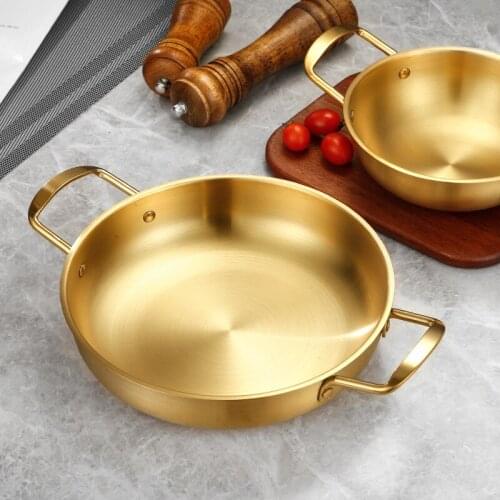 Korean Mini Stainless Steel Everyday Pan Cookware - Inner Diameter 18/20/22/24/26cm Hot Pot Cooking Accessories Double Ear Pot