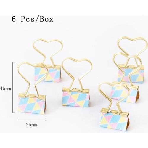 TUTU cute kawaii gold heart metal office school binder clip student paper document organizer clip stationery H0407