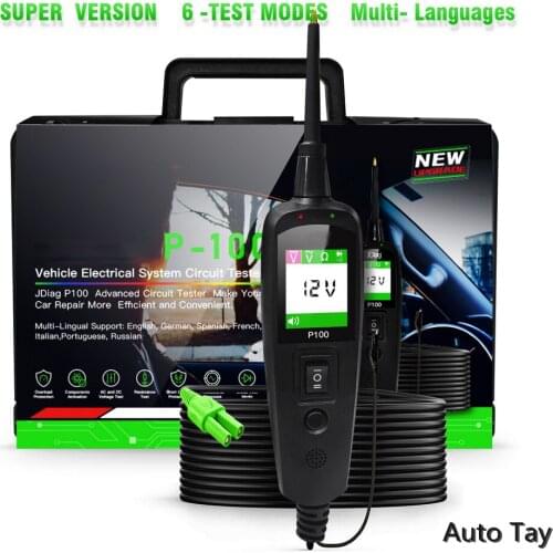 P100 Electrical Circuit Tester for Cars Trucks and Motorbikes Multi-Lingual Auto Circuit Fault Detection Circuit Repair Tool