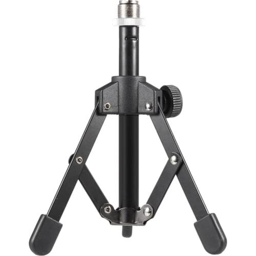 MS-12 Mini Foldable Adjustable Desktop Microphone Stand Tripod with Mic Clip Holder Bracket for Meeting Lectures Podcasts