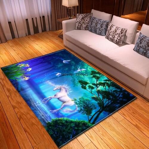 Cartoon 3D Unicorn Carpets for Living Room Area Rug Xmas Kids Room Play Mat Child Christmas Gift Soft Flannel Large Size Carpet