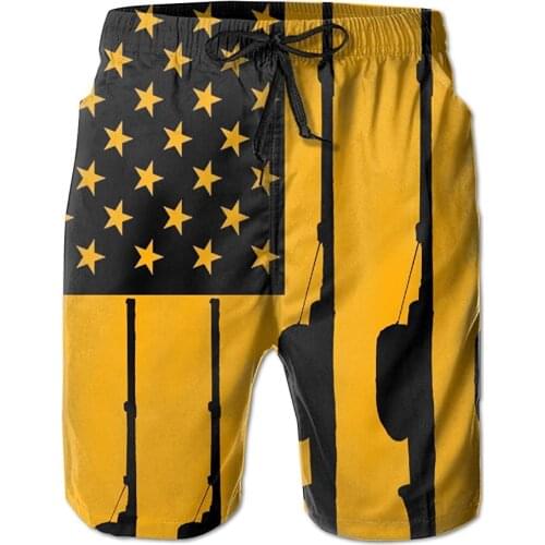 Board Shorts Fishing American Flag Mens Quick Dry Swim Trunks Beach Shorts